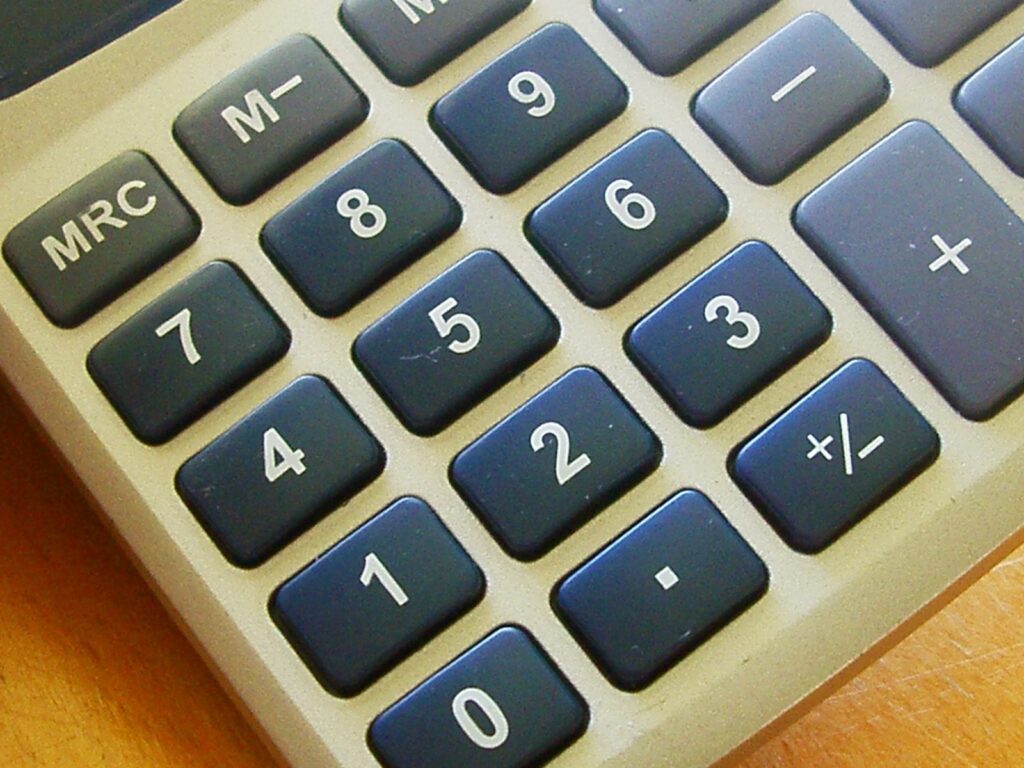 Close-up of a calculator's number keys