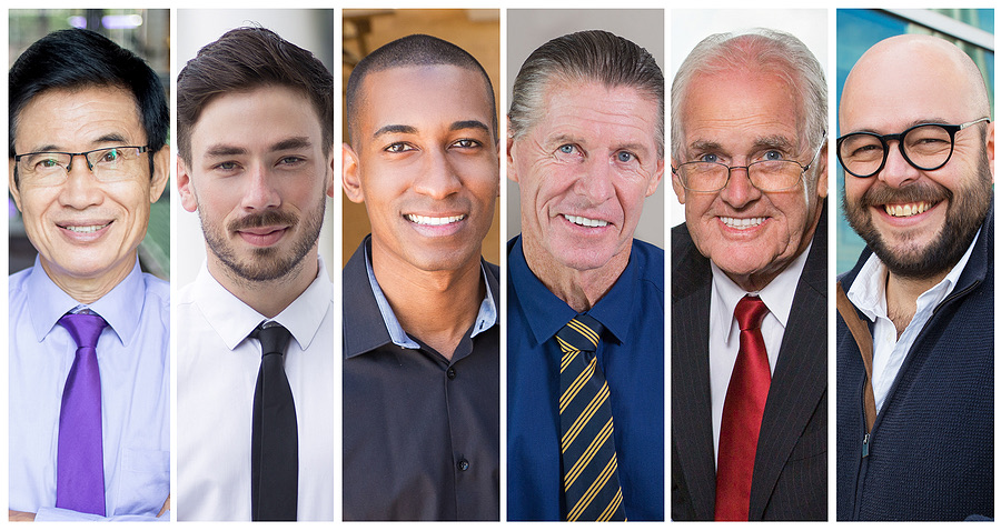 Grid of six varied professional headshot portraits