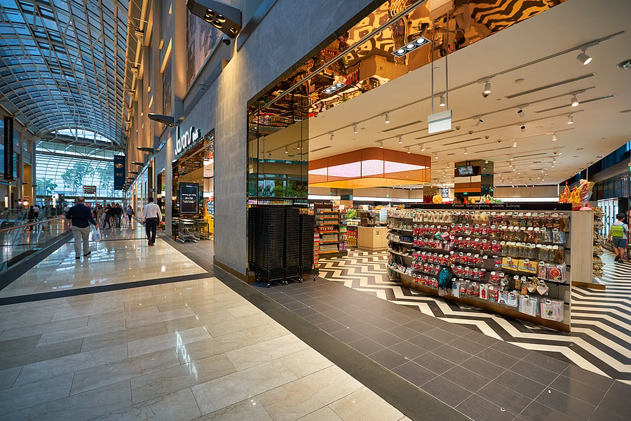 Interior of an upscale retail store in a shopping mall